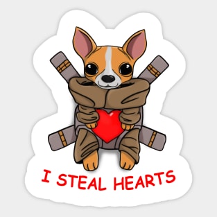 I Steal Hearts funny Chihuahua Dog Gift for Valentines Day T-Shirt Sticker